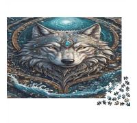 Mystic Wolf Design 1000 Piece Jigsaw Puzzle Paper Jigsaw Puzzle for Adults Fantasy Pattern Relaxing Focus Family Game Home Decor Gift 38x26cm/1000pcs