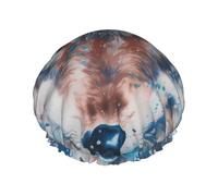 Mystic Wolf Gaze Shower Cap For Women Double-Layered Bath Hair Cap Washable Bathing Hat For Bathing Braids All Hairstyles
