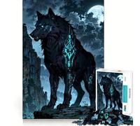 Mystic Wolf Guardian with Glowing Markings 1000 Pieces Jigsaw Puzzles for Adults Clear Logic Toy Relaxing Fun Perfect Cut Elegant Gift (38x52cm)