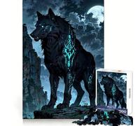 Mystic Wolf Guardian with Glowing Markings 1000 Pieces Jigsaw Puzzles for Teenagers Wise Think Toy Calm Fun Clear Cut Art Collectible (50x75cm)