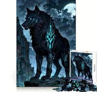 Mystic Wolf Guardian with Glowing Markings Jigsaw Puzzles for Adults1000 Pieces Focus Brain Toy Relax Time Tight Edge Santa Wish Pick (38x26cm)