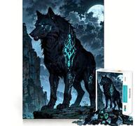 Mystic Wolf Guardian with Glowing Markings Jigsaw Puzzles for Adults1000 Pieces Focus Brain Toy Relax Time Tight Edge Santa Wish Pick (38x26cm)