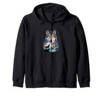 Mystic Wolf Howling at Moon Spirit Animal Lover Nature Zip Hoodie