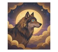 Mystic Wolf Sunset Cloud Magnetic Dishwasher Cover