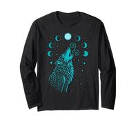 Mystic Wolf with Moon Phases Symbol of Intuition and Power Long Sleeve T-Shirt