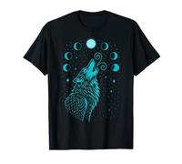 Mystic Wolf with Moon Phases Symbol of Intuition and Power T-Shirt