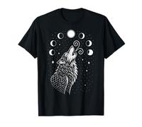 Mystic Wolf with Moon Phases Symbol of Intuition and Power T-Shirt
