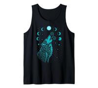 Mystic Wolf with Moon Phases Symbol of Intuition and Power Tank Top