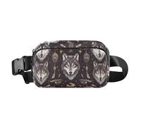 Mystic Wolves Shamanic Symbols Fashion Fanny Waist Pack for Women Men Teens Water Resistant Crossbody Belt Bag with Adjustable Strap for Travel Shopping Running, Mystic Wolves Shamanic Symbols, One