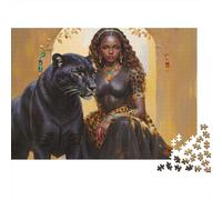 Mystic Woman Enhanced Panther Scene 1000 Pieces Paper Jigsaw for Adults Educational Decor Panther Motif Eco Paper Puzzle 38x26cm/1000pcs