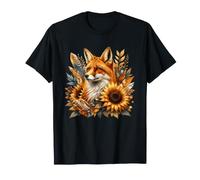 Mystic Woodland Fox with Sunflowers and Crystals T-Shirt