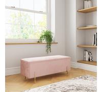 Mystica Storage Ottoman Upholstered Bench Blush Pink Blanket Box Stool Pouffe