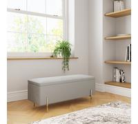 GFW Mystica Grey Velvet Ottoman Storage Bench - Size: 37 x 98 x 43cm - Wilko