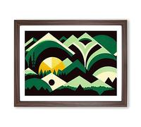Mystical Abstract Forest Framed Wall Art Print A2 Walnut