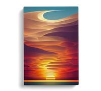 Mystical Abstract Ocean Sunset Canvas Print | Gallery Wrapped 30mm Frame Wall Art | 30x20 inches | Ready to Hang | Abstract Seascape Picture | Living Room Bedroom Lounge Office