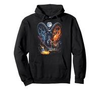 Mystical Alpine Ibex Howling Full Moon Mountain Art Pullover Hoodie