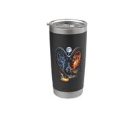 Mystical Alpine Ibex Howling Full Moon Mountain Art Stainless Steel Insulated Tumbler