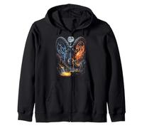 Mystical Alpine Ibex Howling Full Moon Mountain Art Zip Hoodie