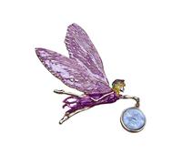 Mystical Angel Girl Pin Featuring Color Shifting Wing Retro Inspired Jewelry Accessory For Elegant Outfits Fantasy Gift Angel Wing Accessory