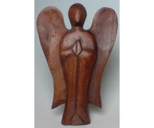 Mystical Angels Angel Carving Wooden Ornament Brown