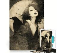 Mystical Asian Woman with Raven Jigsaw Puzzles for Adults1000 Piece Mind Exercise Toy Indoor Fun Precision Cut (50x75cm)