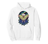 Mystical Aurora Luna Moth Witchy Floral Moon Moth Pullover Hoodie