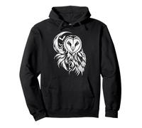 Mystical Barn Owl Crescent Moon Bats Skeleton Key Art Pullover Hoodie