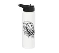Mystical Barn Owl Crescent Moon Bats Skeleton Key Art Stainless Steel Insulated Water Bottle