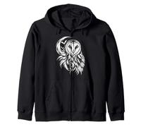 Mystical Barn Owl Crescent Moon Bats Skeleton Key Art Zip Hoodie