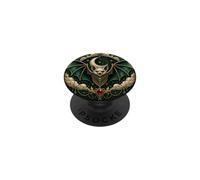 Mystical Bat Celestial Moon Gothic Fantasy Emerald Crystal PopSockets Adhesive PopGrip