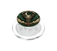 Mystical Bat Celestial Moon Gothic Fantasy Emerald Crystal PopSockets PopGrip for MagSafe