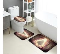Mystical Bathroom Mat Sets 3 Piece, Enchanted Floral Absorbent Non Slip Toilet Rugs U Shaped Washable, Dreamy Rose Quick Dry Memory Foam Bathroom Rug Set