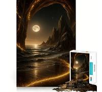Mystical Beach at Night with Golden Light 1000 Pieces Jigsaw Puzzles for Teenagers Intellect Toy Bonding Time Quality Cut Memorable Gift (50x75cm)