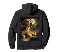 Mystical Beagle Dog Spirit Howling at Moon Nature Aesthetic Pullover Hoodie