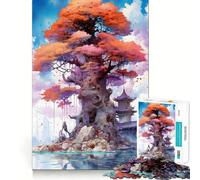 Mystical Big Tree 1000 Piece Jigsaws for Adults Puzzle Focus Brain Toy Quiet Fun Tight Edge Santa Wish Item (38x26cm)