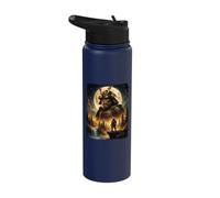 Mystical Bigfoot Samurai Warrior Spirit Howling at The Moon Stainless Steel Insulated Water Bottle