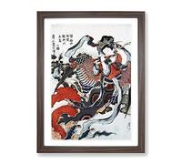 Mystical Bird By Katsushika Hokusai Asian Japanese Framed Wall Art Print, Ready to Hang Picture for Living Room Bedroom Home Office Décor, Walnut A2 (64 x 46 cm)