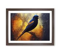 Mystical Bird Framed Wall Art Print A2 Walnut