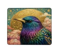 Mystical Bird Themed Mouse Pad, Vibrant Blue Violet Feathered Design, Perfect for Spring and Summer Decor, Artistic Style, Ideal for Home and Office Use, Non-Slip Gaming Mousepad Square 8x10 Inch