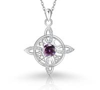 Mystical Birthstone Witches Knot Necklace, Natural Crystal Celtic Knot Pendant for Women, Nudo De Bruja Spiritual Protection Amulet Jewelry Religious Faith Gifts (Sep)