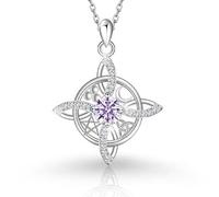 Mystical Birthstone Witches Knot Necklace, Natural Crystal Witch Knot Pendant Necklace, Pagan Wiccan Jewelry for Protection (June/Alexandrite Crystal)