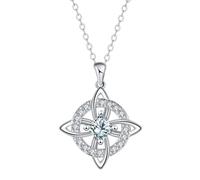 Mystical Birthstone Witches Knot Necklace, Silver Celtic Knot Pendant Necklace, Pagan Magic Wiccan Witchcraft Protection Jewelry for Women Wife Mom (Weiß)