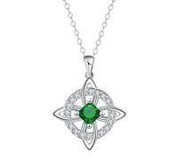 Mystical Birthstone Witches Knot Necklace, Silver Celtic Knot Pendant Necklace, Pagan Magic Wiccan Witchcraft Protection Jewelry for Women Wife Mom (Grün)