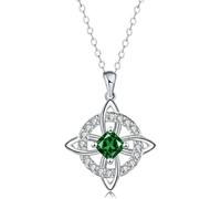 Mystical Birthstone Witches Knot Necklace, Silver Celtic Knot Pendant Necklace, Pagan Magic Wiccan Witchcraft Protection Jewelry for Women Wife Mom (F)