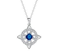 Mystical Birthstone Witches Knot Necklace, Silver Celtic Knot Pendant Necklace, Pagan Magic Wiccan Witchcraft Protection Jewelry for Mom Wife, Crystal Witch Knot Pendant Necklaces (Deep Blue)