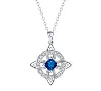 Mystical Birthstone Witches Knot Necklace, Silver Celtic Knot Pendant Necklace, Pagan Magic Wiccan Witchcraft Protection Jewelry for Women Wife Mom (Blau)