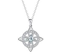 Mystical Birthstone Witches Knot Necklace, Silver Celtic Knot Pendant Necklace, Pagan Magic Wiccan Witchcraft Protection Jewelry for Mom Wife, Crystal Witch Knot Pendant Necklaces (Clear)