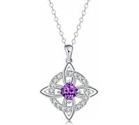 Mystical Birthstone Witches Knot Necklace, Silver Celtic Knot Pendant Necklace, Pagan Magic Wiccan Witchcraft Protection Jewelry for Women Wife Mom (C)