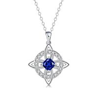 Mystical Birthstone Witches Knot Necklace, Silver Celtic Knot Pendant Necklace, Pagan Magic Wiccan Witchcraft Protection Jewelry for Women Wife Mom (K)