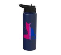 Mystical Bisexual Cat Sitting on Magic Book of Stars Stainless Steel Insulated Water Bottle